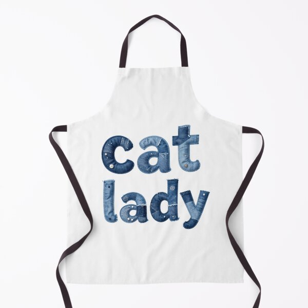Item preview, CAT LADY - IN DENIM PATCHWORK FAUX LETTERING designed and sold by AlexOBrienArt.