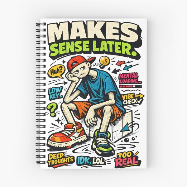 Item preview, Makes Sense Later Aesthetic Gen-Z Overthinking Doodle - The Crooked Thinker Relatable Mental Loading Streetwear Graphic by Vivaan Studio designed and sold by Vivaan Studio.