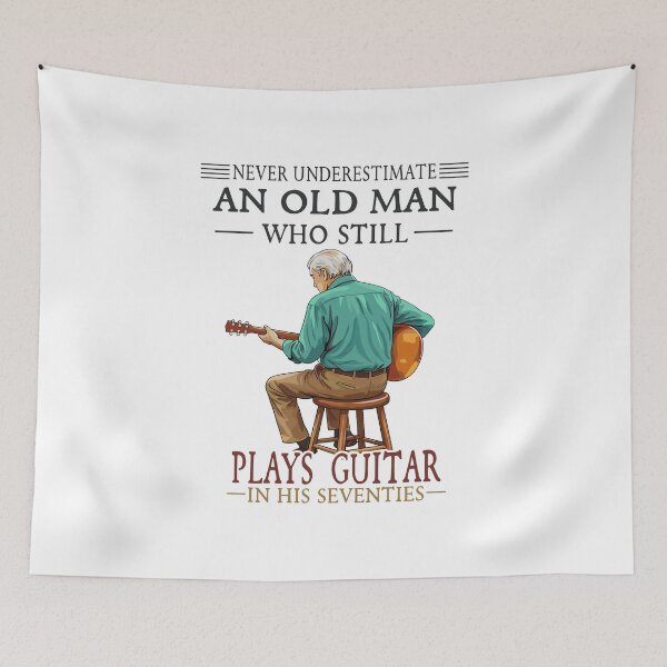 Item preview, Vintage Old Man Playing Guitar - Never Underestimate Musician Design designed and sold by Evaevonechi.
