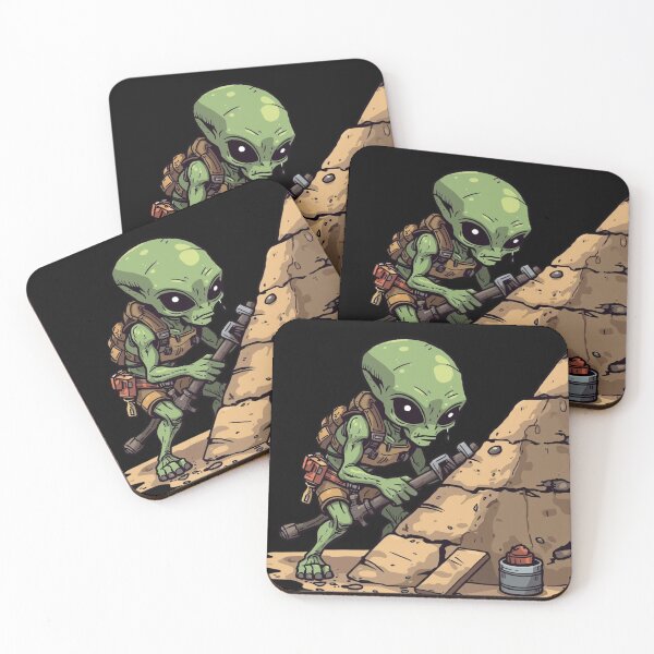 Item preview, Funny Alien Pyramid Builder Sticker Ancient Egypt UFO Conspiracy Meme designed and sold by LintonGriffin.