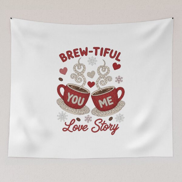 Item preview, Brew-tiful You and Me Coffee Love Story Winter Knit Art designed and sold by StellasRealm.