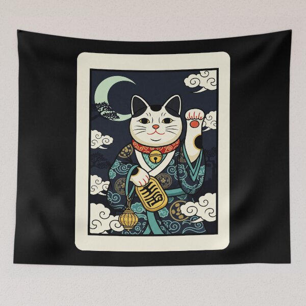 Item preview, Lucky Cat Maneki Neko Fortune Illustration Traditional Japanese Style designed and sold by JordynLadukeg65.