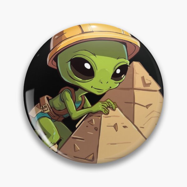 Item preview, Funny Alien Pyramid Builder Sticker Ancient Egypt UFO Conspiracy Meme designed and sold by LintonGriffin.