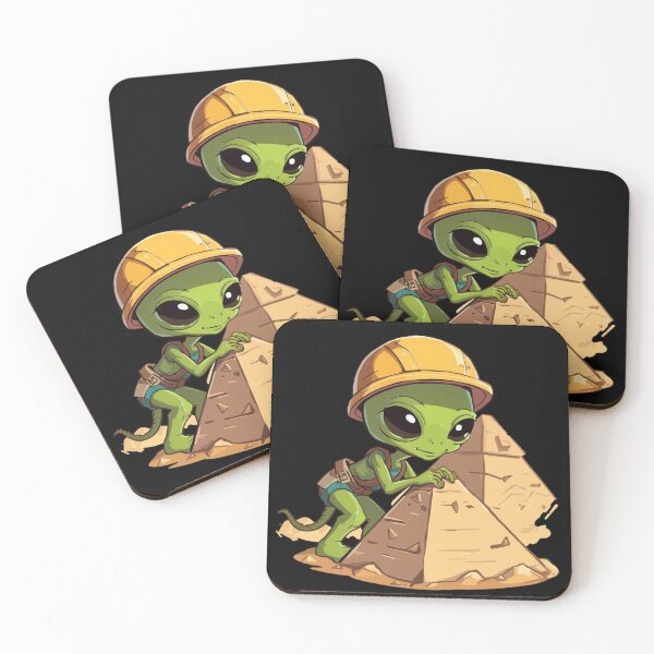 Item preview, Funny Alien Pyramid Builder Sticker Ancient Egypt UFO Conspiracy Meme designed and sold by LintonGriffin.
