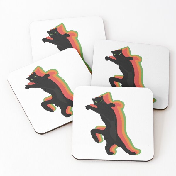 Item preview, Black Cat Dancing Silhouette Retro Rainbow Outline designed and sold by JEFDodsonArt.