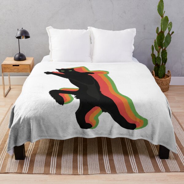 Item preview, Black Cat Dancing Silhouette Retro Rainbow Outline designed and sold by JEFDodsonArt.