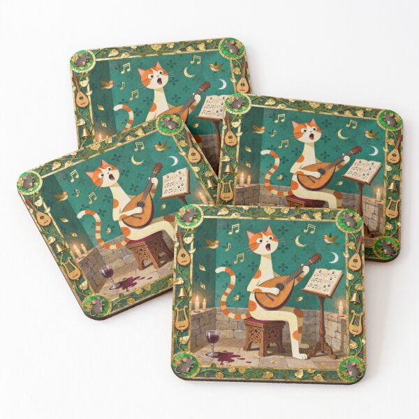 Artikelvorschau, Mittelalterlicher Katzenmusiker – Lustige Handschriftenkunst entworfen und verkauft von PictorialWhimsy.