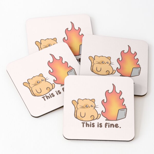 Item preview, This is fine cat computer on fire designed and sold by kaybowzie.