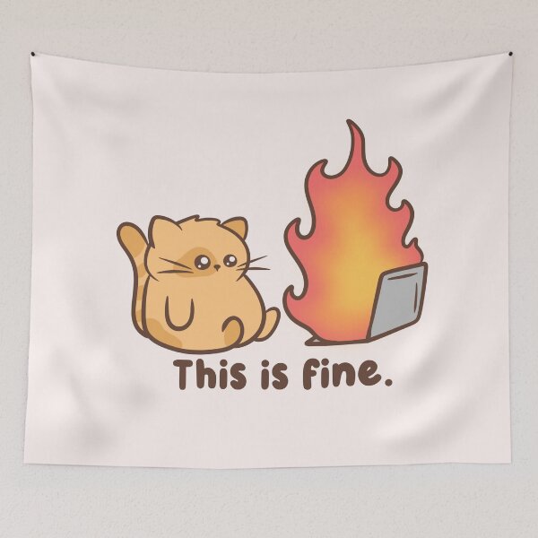 Item preview, This is fine cat computer on fire designed and sold by kaybowzie.