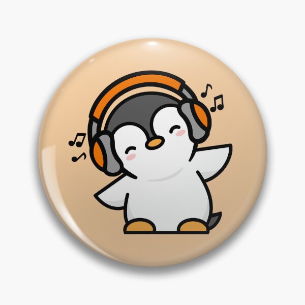 Item preview, Penguin Listening to Music - ORANGE designed and sold by missnisa.
