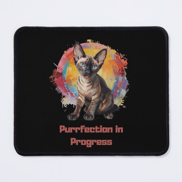 Item preview, Funny Devon Rex Cat T-Shirt – Purrfection in Progress – Cute Hairless Cat Tee designed and sold by Lamagift.