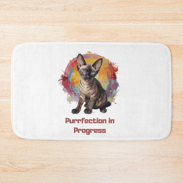 Item preview, Funny Devon Rex Cat T-Shirt – Purrfection in Progress – Cute Hairless Cat Tee designed and sold by Lamagift.