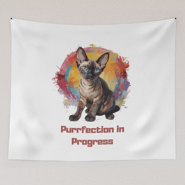 Item preview, Funny Devon Rex Cat T-Shirt – Purrfection in Progress – Cute Hairless Cat Tee designed and sold by Lamagift.