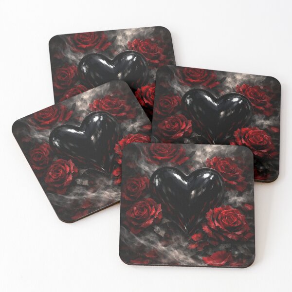 Item preview, Black Heart Among Red Roses – Dark Gothic Love Art designed and sold by MirAgency.