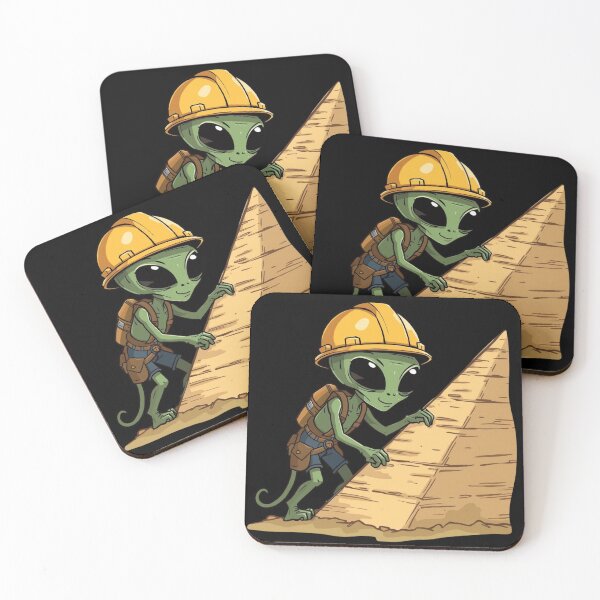 Item preview, Funny Alien Pyramid Builder Sticker Ancient Egypt UFO Conspiracy Meme designed and sold by LintonGriffin.