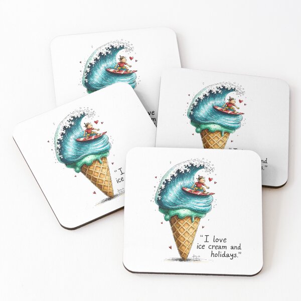 Item preview, Surfing the Ice Cream Wave – Cute Surfer Kid on Blue Soft Serve designed and sold by MaciejRudzinsky.