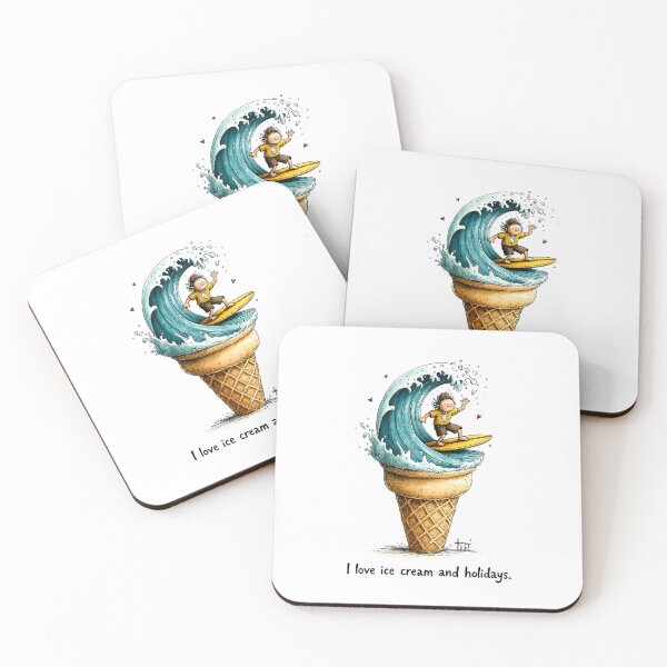 Item preview, Surfing the Ice Cream Wave – Cute Surfer Kid on Blue Soft Serve designed and sold by MaciejRudzinsky.