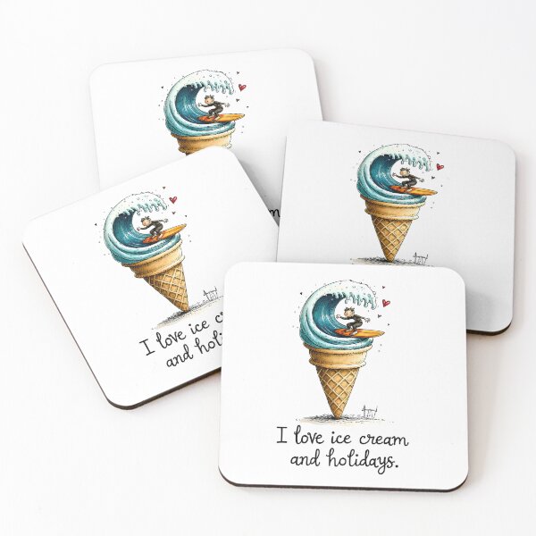 Item preview, Surfing the Ice Cream Wave – Cute Surfer Kid on Blue Soft Serve designed and sold by MaciejRudzinsky.