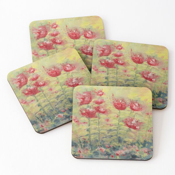 Item preview, Flower meadow in the wind / Acrylic Painting with Red Flowers designed and sold by V. Matthiesen.
