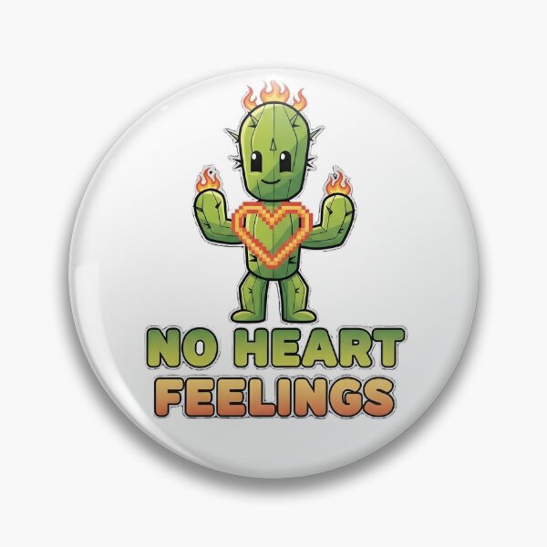 Item preview, "No Heart Feelings" Flaming Pixel Heart Cactus designed and sold by PTB Art Design.
