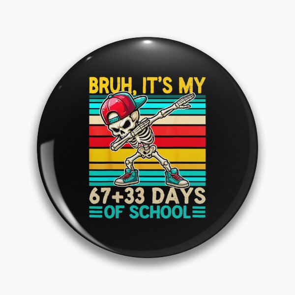 Item preview, Bruh, It’s My 67+33 Days of School Funny 100 Days School Skeleton Baseball designed and sold by gladysenglish.