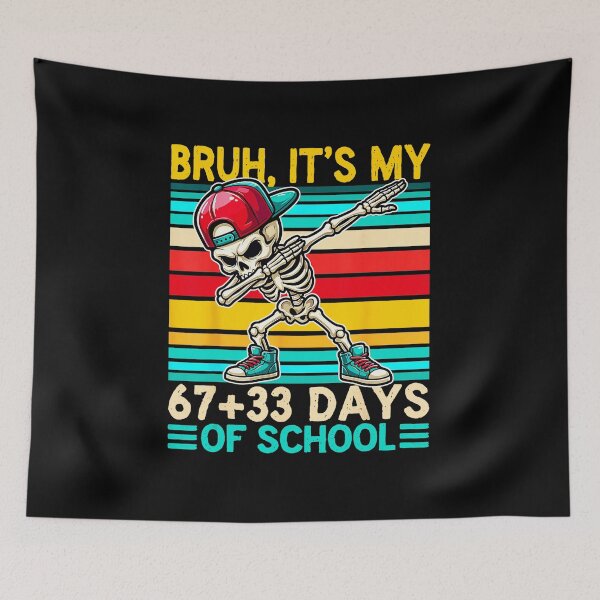 Item preview, Bruh, It’s My 67+33 Days of School Funny 100 Days School Skeleton Baseball designed and sold by gladysenglish.