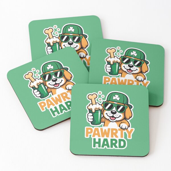 Item preview, Pawrty Hard - Shamrock Pup Cartoon Fun and Lucky Dog designed and sold by NaturEdeN.
