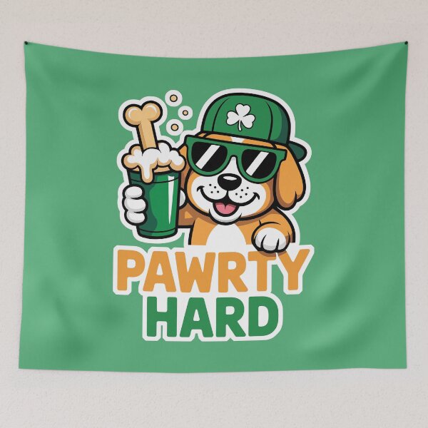 Item preview, Pawrty Hard - Shamrock Pup Cartoon Fun and Lucky Dog designed and sold by NaturEdeN.