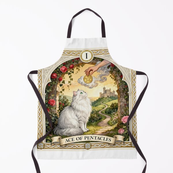 Item preview, Ace of Pentacles Cat Tarot Vintage Art designed and sold by PictorialWhimsy.