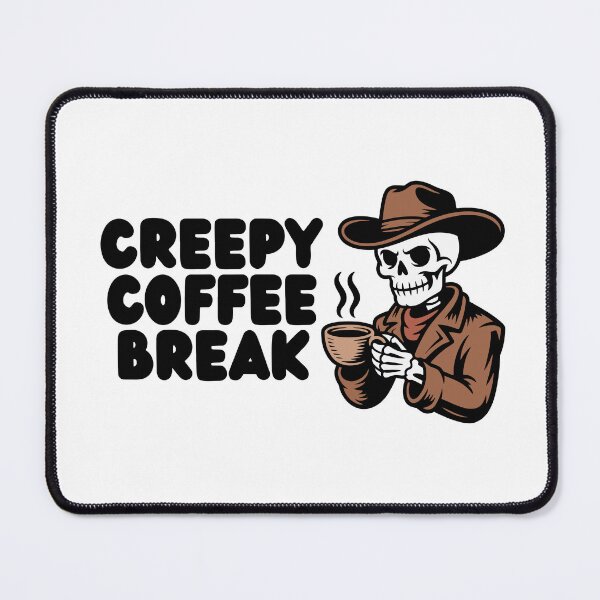 Item preview, Cowboy Skeleton Drinking Coffee – Western Spooky Illustration designed and sold by Panda Creative Studio.