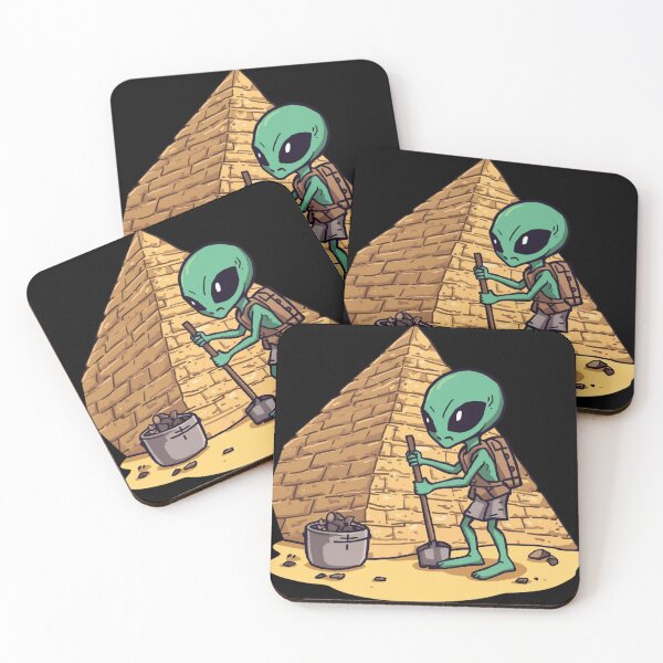 Item preview, Funny Alien Pyramid Builder Sticker Ancient Egypt UFO Conspiracy Meme designed and sold by LintonGriffin.