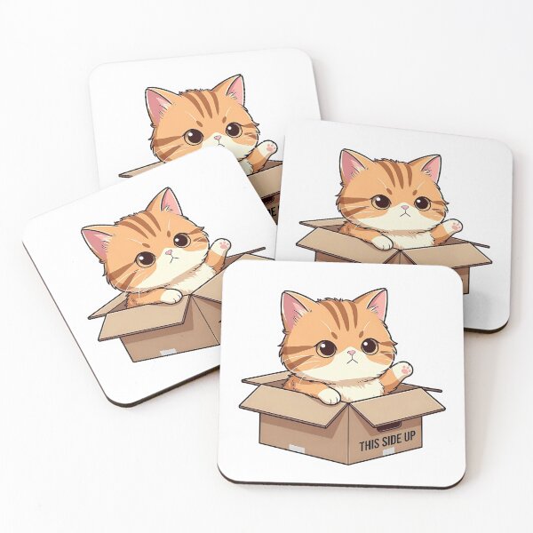 Item preview, Funny Cat in a Cardboard Box This Side Up Kawaii Aesthetic designed and sold by MindfulAssets.