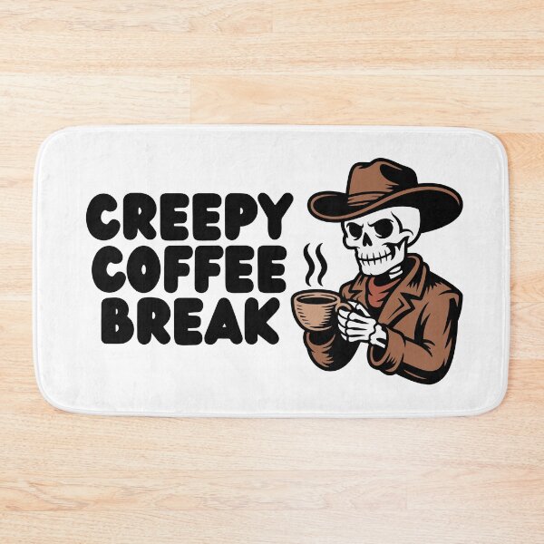 Item preview, Cowboy Skeleton Drinking Coffee – Western Spooky Illustration designed and sold by Panda Creative Studio.