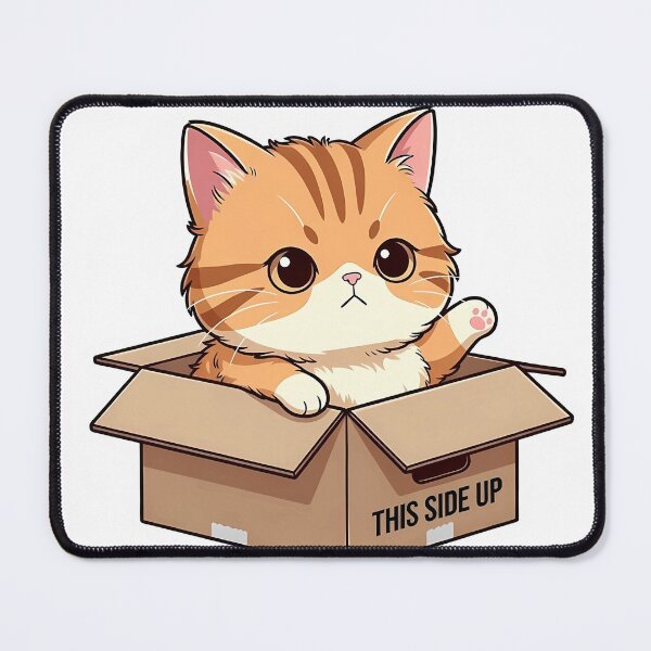 Item preview, Funny Cat in a Cardboard Box This Side Up Kawaii Aesthetic designed and sold by MindfulAssets.
