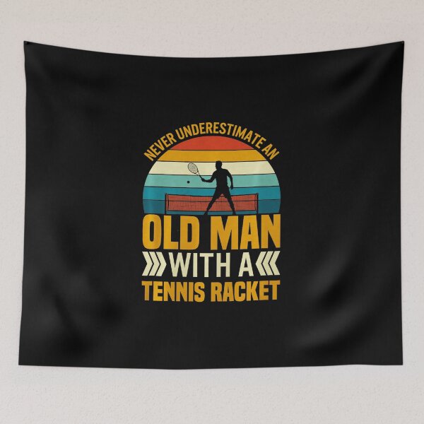Item preview, Never Underestimate An Old Man With A Tennis Racket Funny Tennis Quote Vintage Style designed and sold by WayTBeenkenArt.