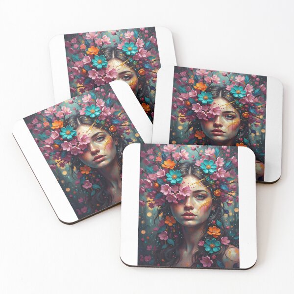 Item preview, Floral Muse - Vibrant Surreal Portrait in Bloom - Artistic Oil Paint Style designed and sold by ArtCrafter13.