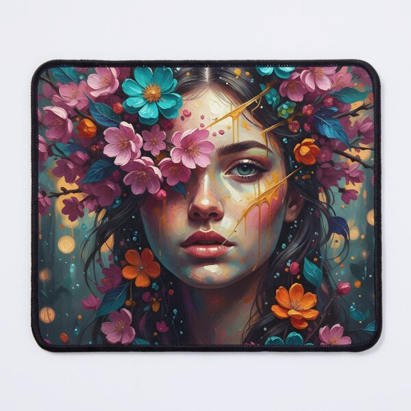 Item preview, Floral Muse - Vibrant Surreal Portrait in Bloom - Artistic Oil Paint Style designed and sold by ArtCrafter13.