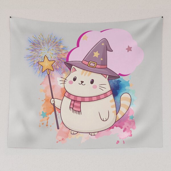 Item preview, Cute Wizard Cat – Kawaii Fantasy Illustration designed and sold by ChenEngEng.