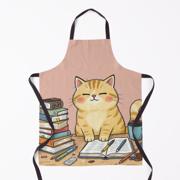 Item preview, Cute Study Cat Illustration – Cozy Book Lover Kitty, Student Cat Art, Kawaii Reading Animal designed and sold by HappySproutArt.