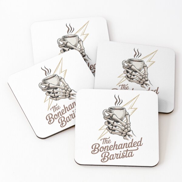 Item preview, Bonehanded Barista Skeleton Holding Cup Logo - Light designed and sold by Bonehanded.