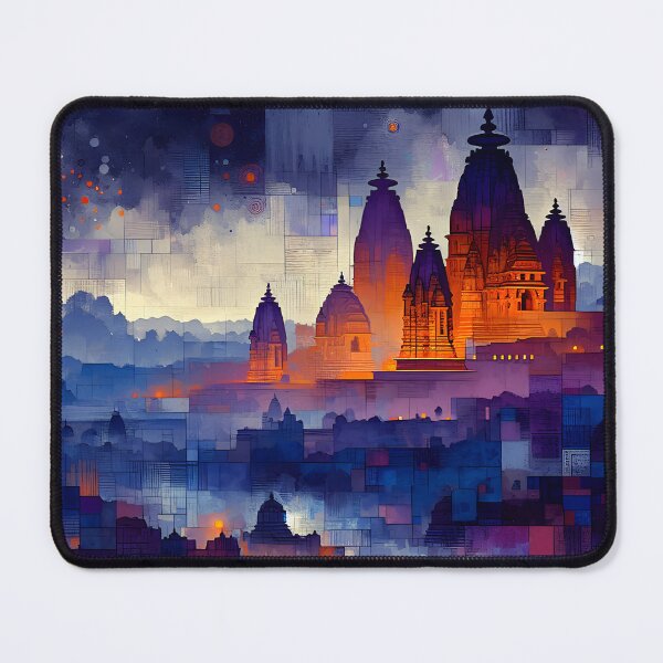 Item preview, Nocturne of the Khajuraho Temples | Mystical Temple Art for Spiritual Home Décor designed and sold by Stoneflower-Art.
