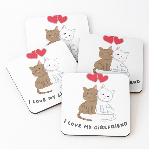 Item preview, Cute Couple Cats – "I Love My Girlfriend" – Funny Cat Lovers Gift for Couples designed and sold by LazyButGenius.