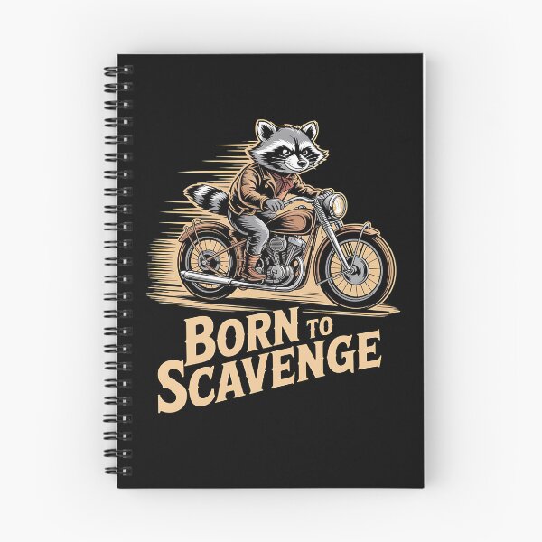 Item preview, raccoon biker - etching style - scratchboard art - crosshatch drawing - retro biker - classic motorcycle - ride dirty - wild and filthy - born to scavenge - trash talk tour - eat ride repeat designed and sold by JansenGS.