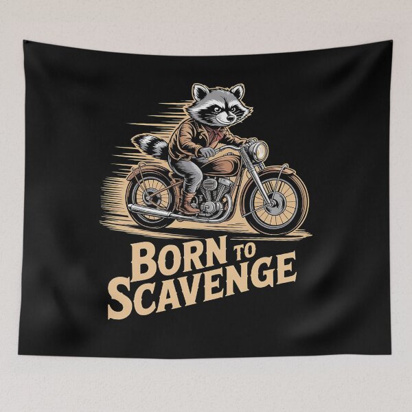 Item preview, raccoon biker - etching style - scratchboard art - crosshatch drawing - retro biker - classic motorcycle - ride dirty - wild and filthy - born to scavenge - trash talk tour - eat ride repeat designed and sold by JansenGS.