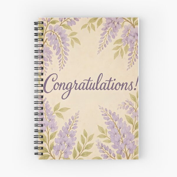 Item preview, Congratulations! – Wisteria Watercolor Border on Vintage Paper designed and sold by EmeraldeaArt.