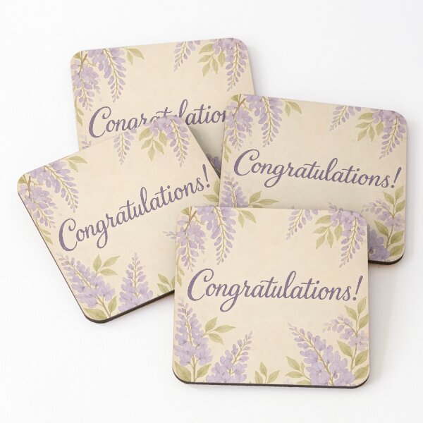 Item preview, Congratulations! – Wisteria Watercolor Border on Vintage Paper designed and sold by EmeraldeaArt.