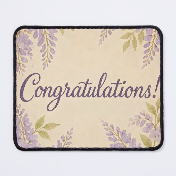 Item preview, Congratulations! – Wisteria Watercolor Border on Vintage Paper designed and sold by EmeraldeaArt.