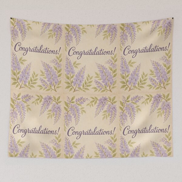 Item preview, Congratulations! – Wisteria Watercolor Border on Vintage Paper designed and sold by EmeraldeaArt.