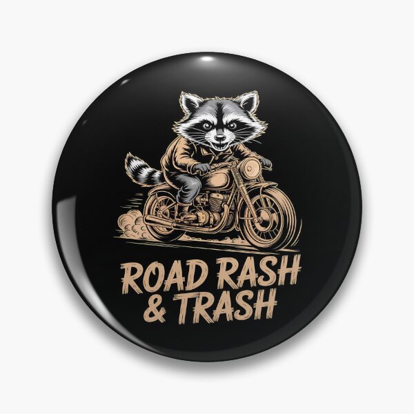 Item preview, raccoon biker - etching style - scratchboard art - crosshatch drawing - retro biker - classic motorcycle - ride dirty - wild and filthy - born to scavenge - trash talk tour - eat ride repeat designed and sold by JansenGS.