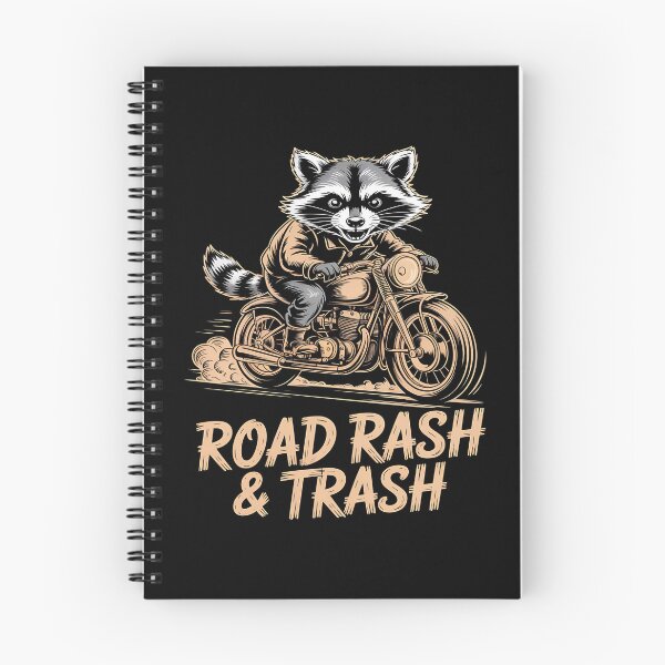 Item preview, raccoon biker - etching style - scratchboard art - crosshatch drawing - retro biker - classic motorcycle - ride dirty - wild and filthy - born to scavenge - trash talk tour - eat ride repeat designed and sold by JansenGS.
